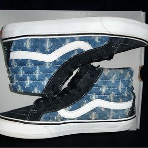 Great Condition Sk8-Hi x Supreme Blue Hole Punch Denim Vans